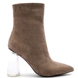 Jeffrey Campbell Lustful boots in taupe suede with lucite heel. Never worn sz 9